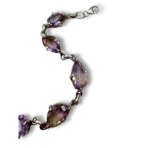 Vintage Sterling Silver Bi-Color Tanzanite Bracelet 8"-8.25" 11.21 Grams - Picture 4 of 10